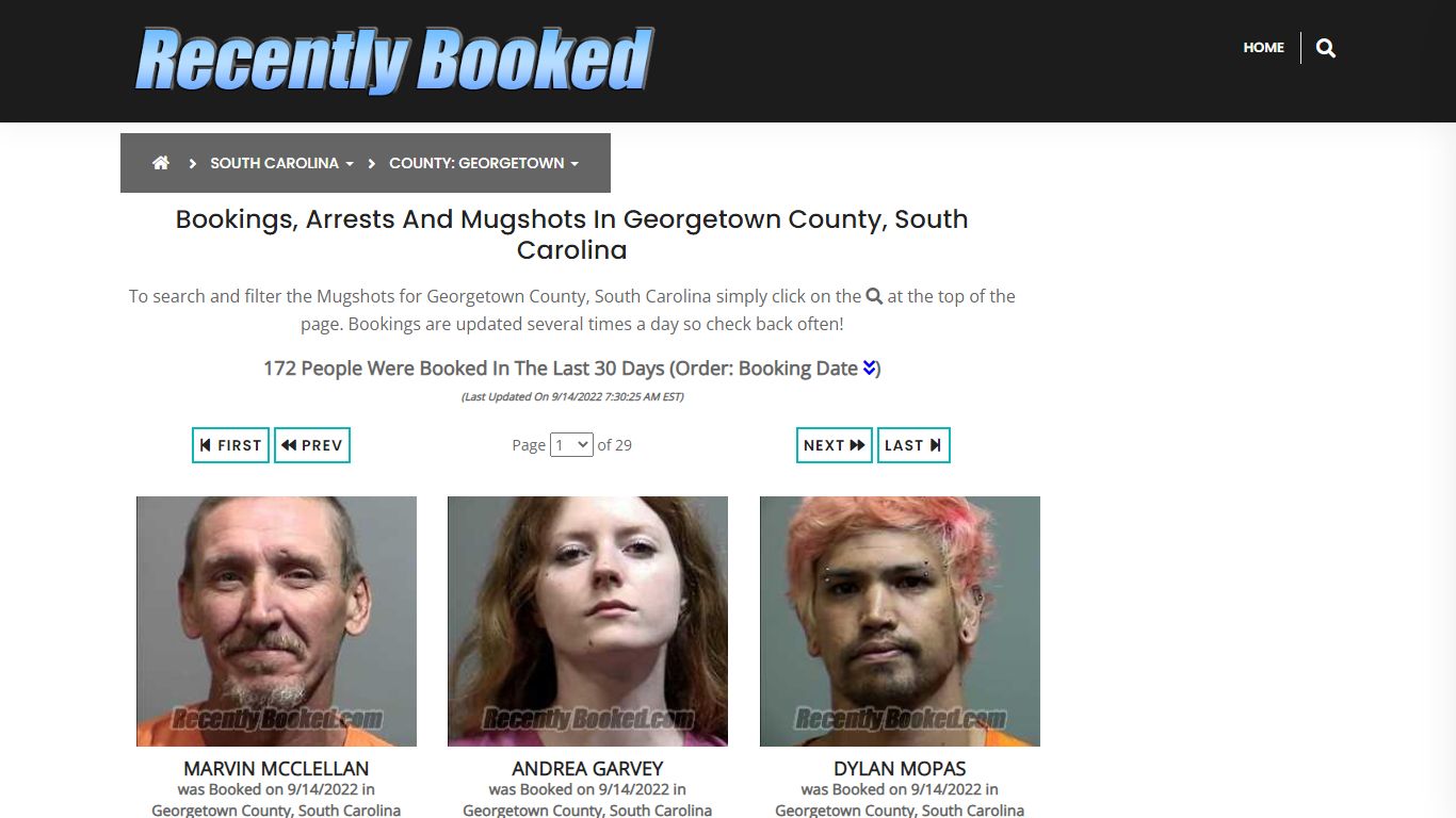 Recent bookings, Arrests, Mugshots in Georgetown County, South Carolina